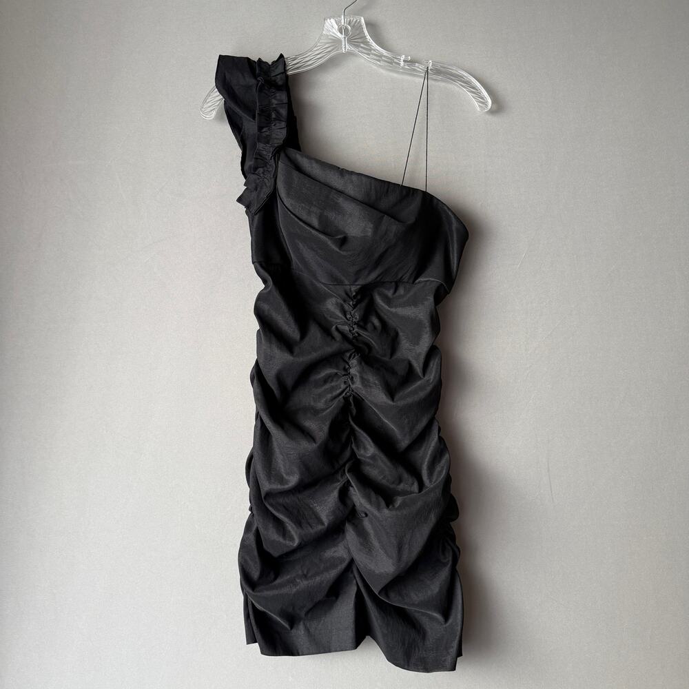 Hailey Logan Office Siren MobWife Ruched One Shoulder‎ Dress M Black